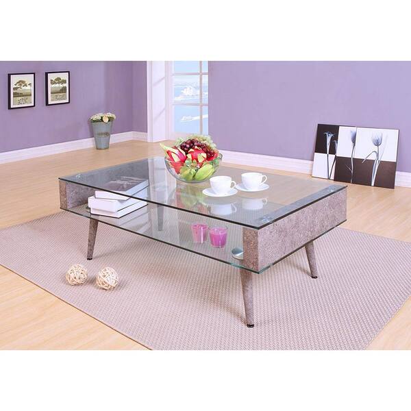 Acme Furniture - Boyd Clear Glass and Gray Coffee Table