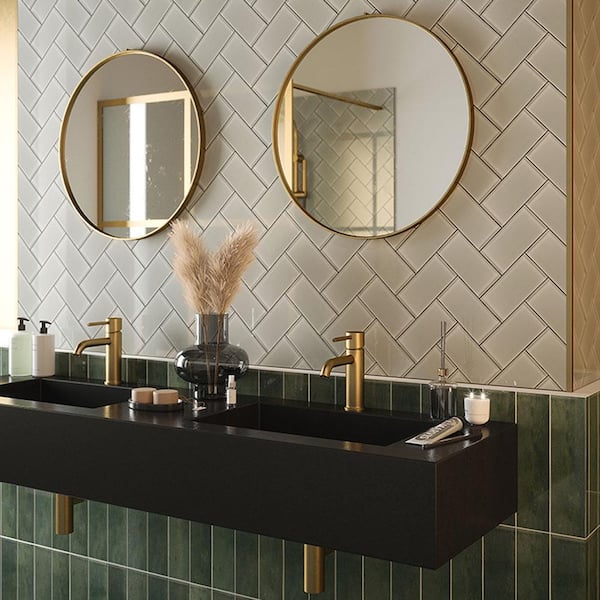 Typhoon Green 3 in. x 18 in. Subway Gloss Porcelain Wall and Floor Tile (10.76 sq. ft./Case)