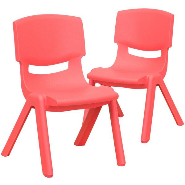 Carnegy Avenue 2 Pack Red Plastic Stackable School Chair with 10.5 in. Seat Height