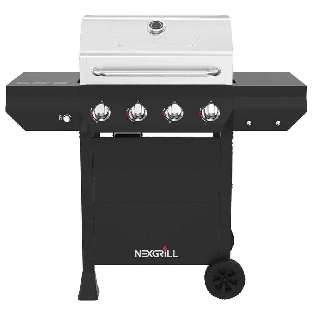 Nexgrill 4-Burner Propane Gas Grill in Black with Stainless Steel Main Lid