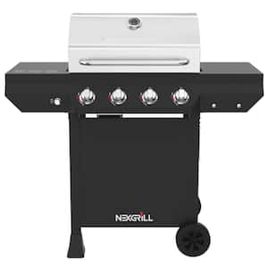 4-Burner Propane Gas Grill in Black with Stainless Steel Main Lid