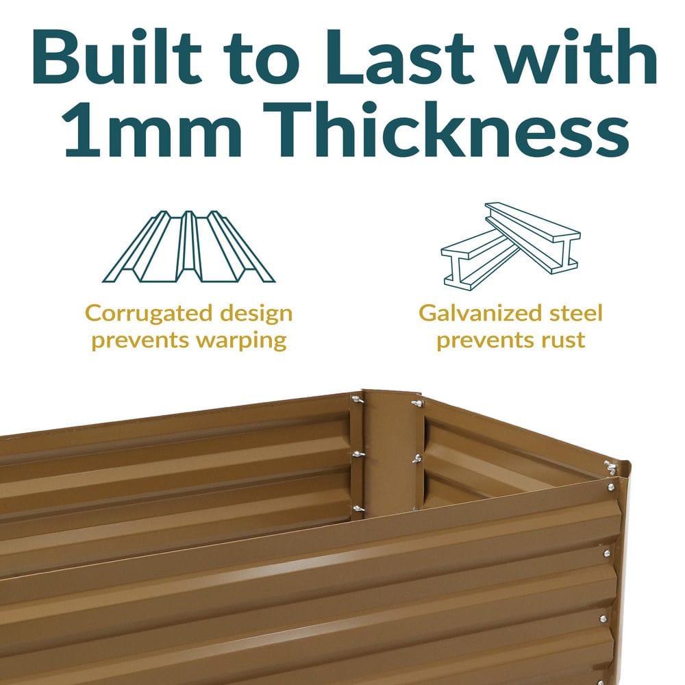 Brown Galvanized Steel Raised Garden Bed for Plants and Vegetables