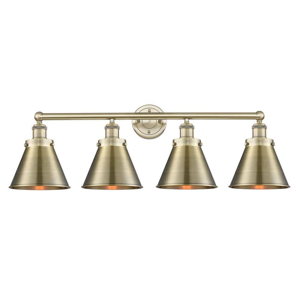 Appalachian 35 in. 4-Light Antique Brass Vanity Light with Metal Shade price history on PriceWatchPro