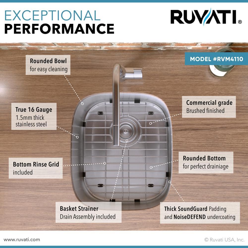 Ruvati 15 x 18 Inch Stainless Steel Undermount Bar Sink