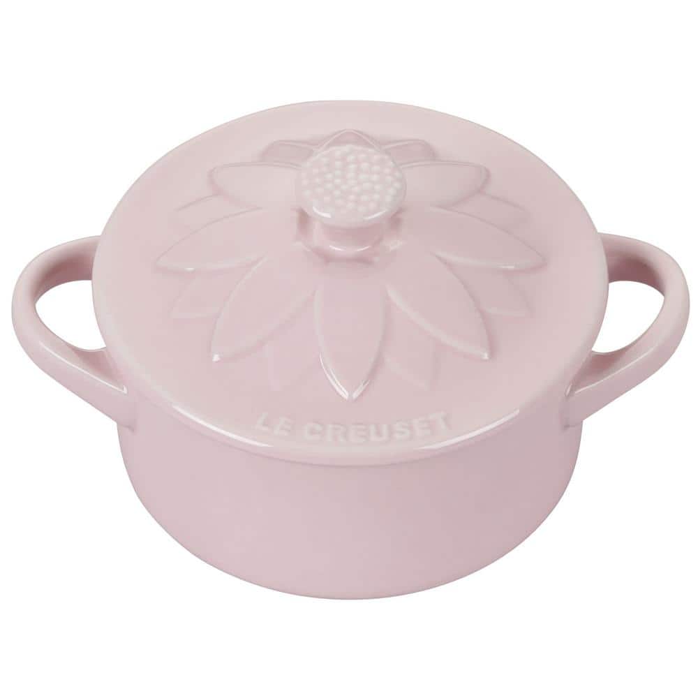 8 oz. Mini Round Cocotte Stoneware with Flower Lid, Chiffon Pink