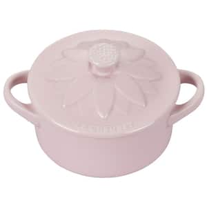 8 oz. Mini Round Cocotte Stoneware with Flower Lid, Chiffon Pink
