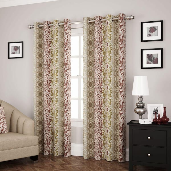 Eclipse Semi-Opaque Shayla Jewel Polyester Grommet Room Darkening Curtain - 52 in. W x 84 in. L