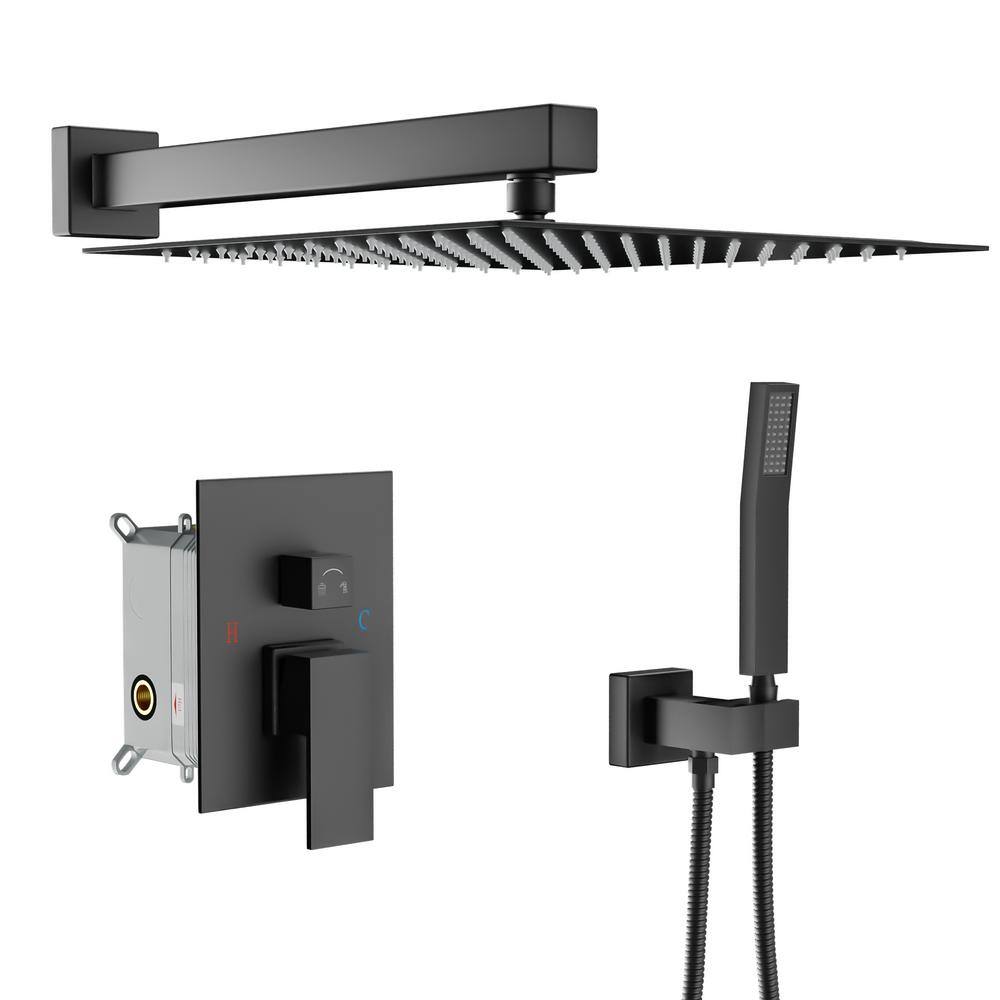 LORDEAR 2Spray Patterns 12 in. Square Wall Mounted Luxury Rain Mixer