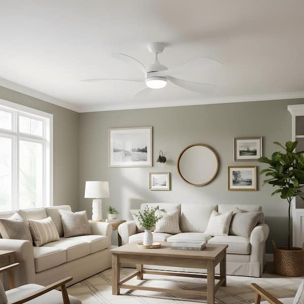 Light Pro 52 in. Indoor White Modern Ceiling Fan with 5 ABS Blades, Remote Control, Reversible DC Motor for Bedroom