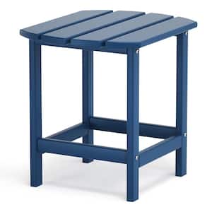 Navy Blue Plastic Outdoor Side Table with Weather Resistant and Waterproof