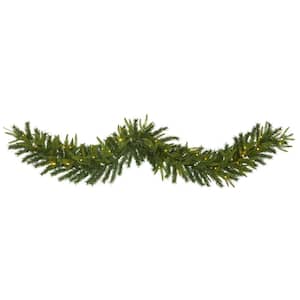 6 ft. Battery Operated Pre-lit Green Pine Artificial Christmas Garland with 35 Clear LED Lights