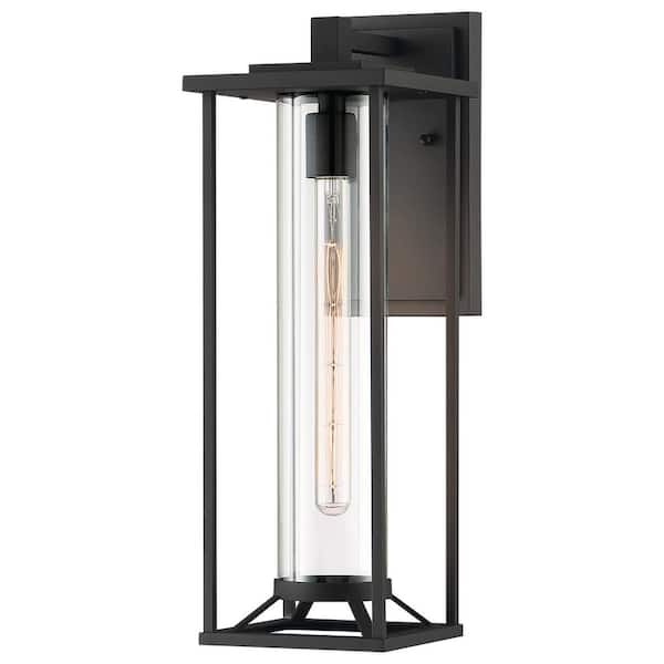The Great Outdoors Trescott 1-Light Outdoor Black Wall Lantern Sconce