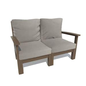 Bespoke 1-Piece Plastic Outdoor Deep Seating Loveseat with Stone Gray Cushions
