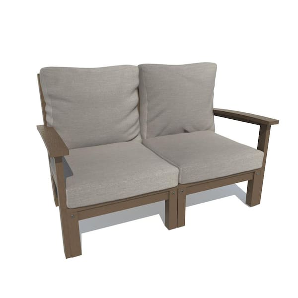 Highwood Bespoke 1-Piece Plastic Outdoor Deep Seating Loveseat with Stone Gray Cushions