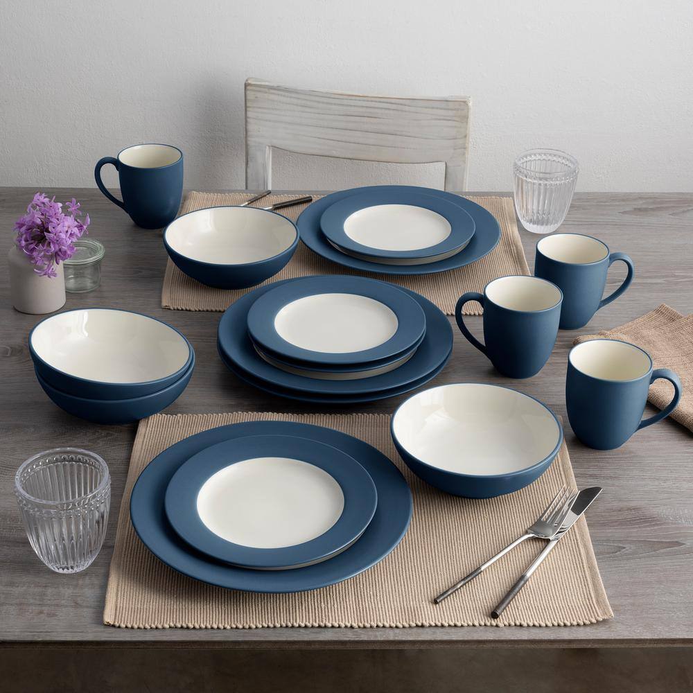 Blue Ceramic 12 oz. Microwave Safe Mug Set