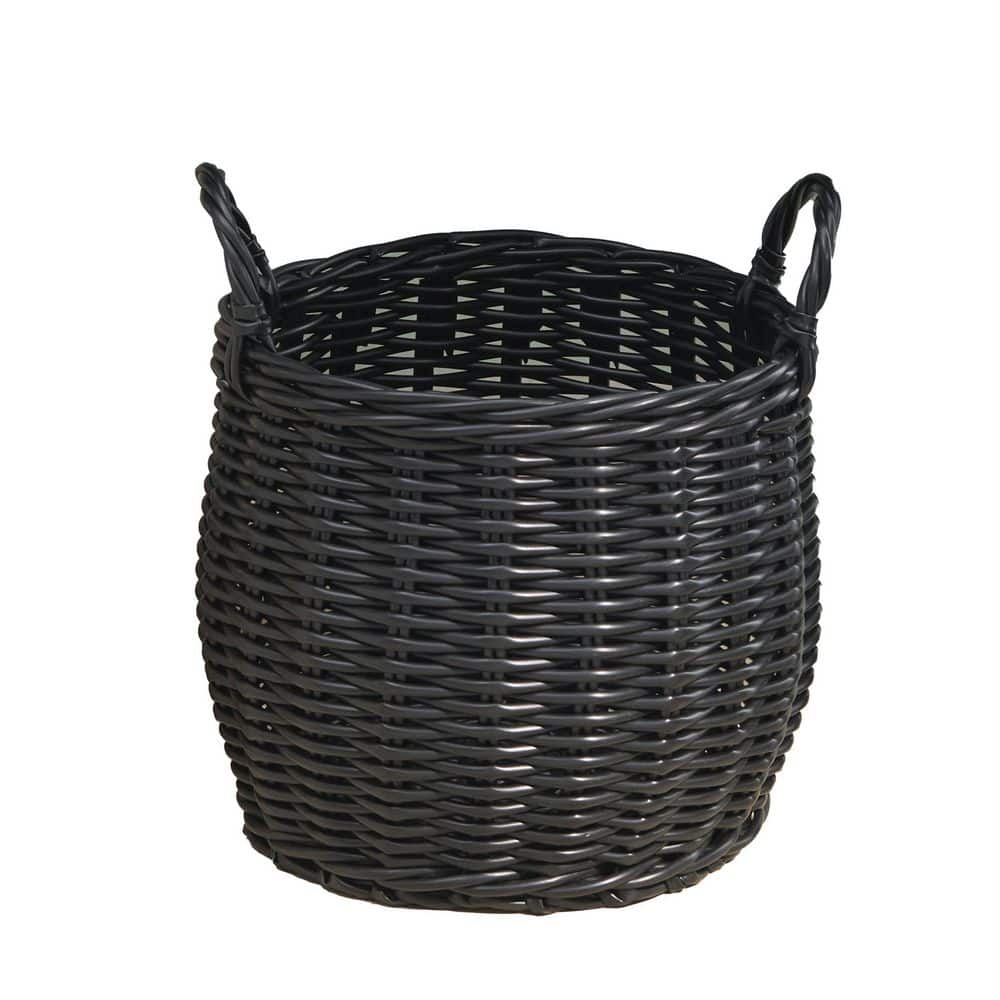 Matte Black 10 x 13 x 13 Resin Woven Wicker Decorative Round Basket with Handles Multi Use Laundry Storage Basket 1 Pack price history on PriceWatchPro