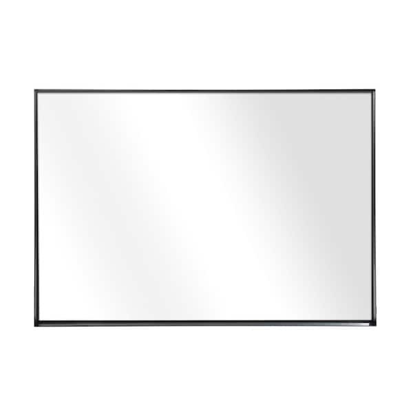Unbranded 40 in. W x 30 in. H Large Rectangular Aluminum Framed Wall Bathroom Vanity Mirror in Black