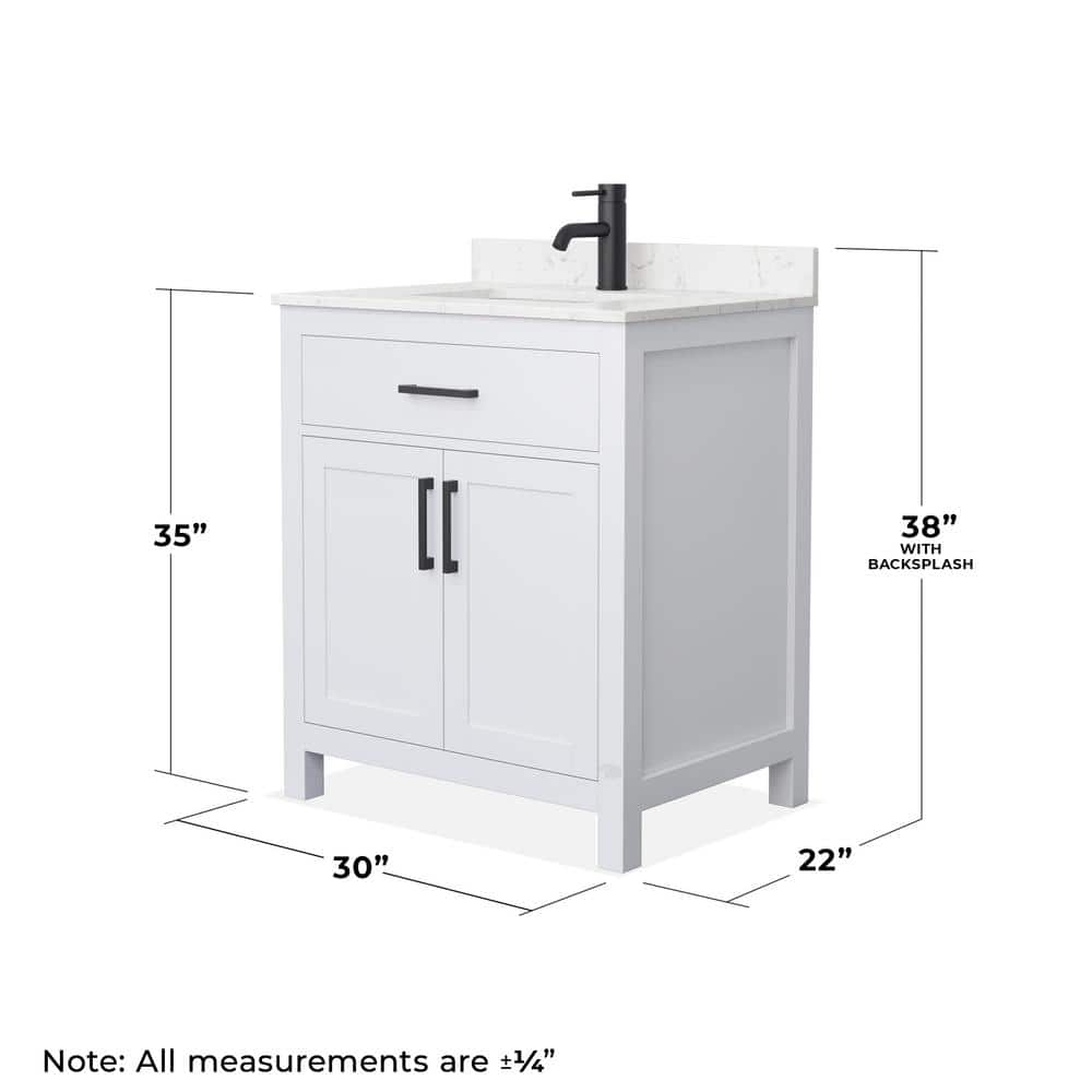 Beckett White 30" Freestanding Single Bathroom Vanity with Marble Top