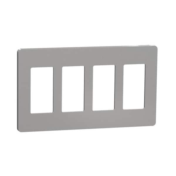 Square D X Series 4-Gang Standard Size Screwless Rocker Light Switch Wall Plate Cover Plate Matte Gray
