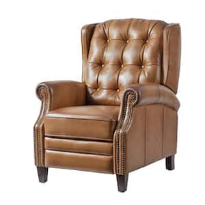 Carlos Camel 29.25 in. W Genuine Leather Power Recliner with Solid Wood Legs