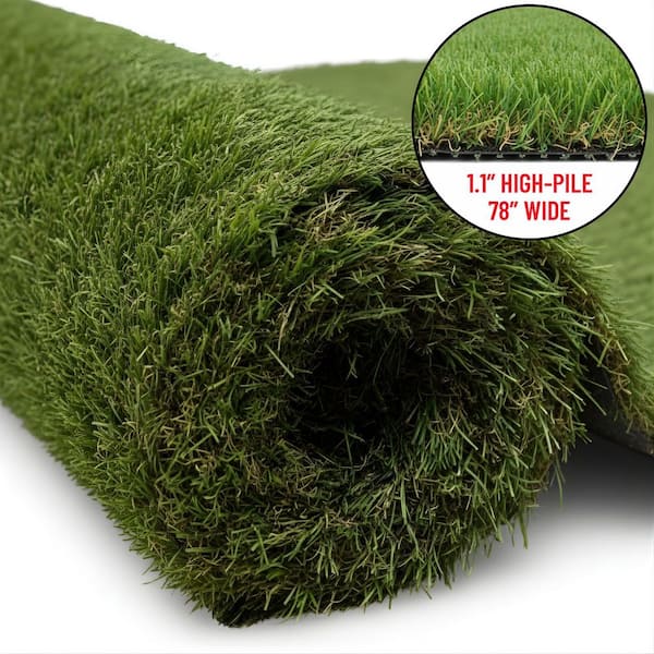 Evergreen Natural 7 ft. x 13 ft. Indoor/Outdoor Realistic Turf Green Artificial Grass Area Rug - Playroom, Patio