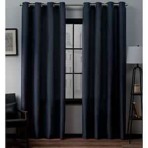 Loha Peacoat Blue Solid Light Filtering Grommet Top Curtain, 54 in. W x 108 in. L (Set of 2)