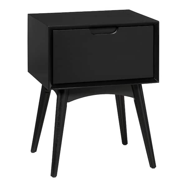 Copenhagen 15 in. Black Rectangle Wood Accent Console Table with Drawer