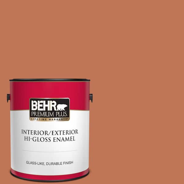 BEHR PREMIUM PLUS 1 gal. #M200-6 Oxide Hi-Gloss Enamel Interior/Exterior Paint
