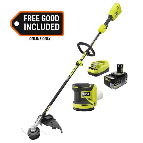 ONE+ HP 18V Brushless 15" Attachment Capable String Trimmer w/ 6.0 Ah Battery, Charger & FREE ONE+ 18V 5" Orbit Sander