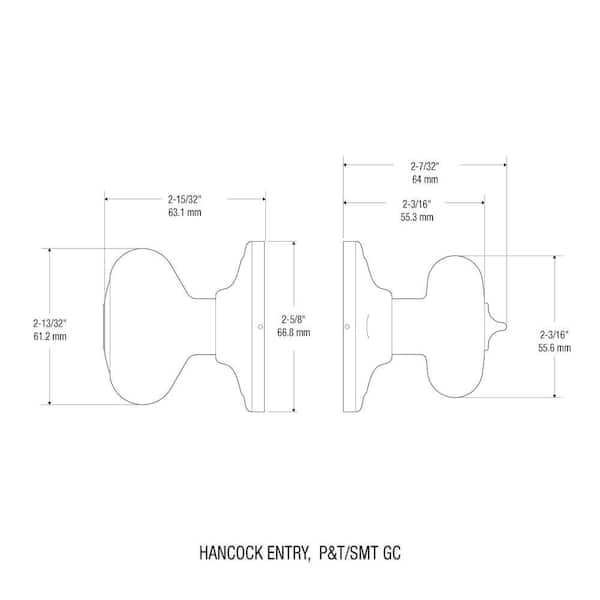 Hancock Satin Nickel Entry Door Knob Featuring SmartKey Security