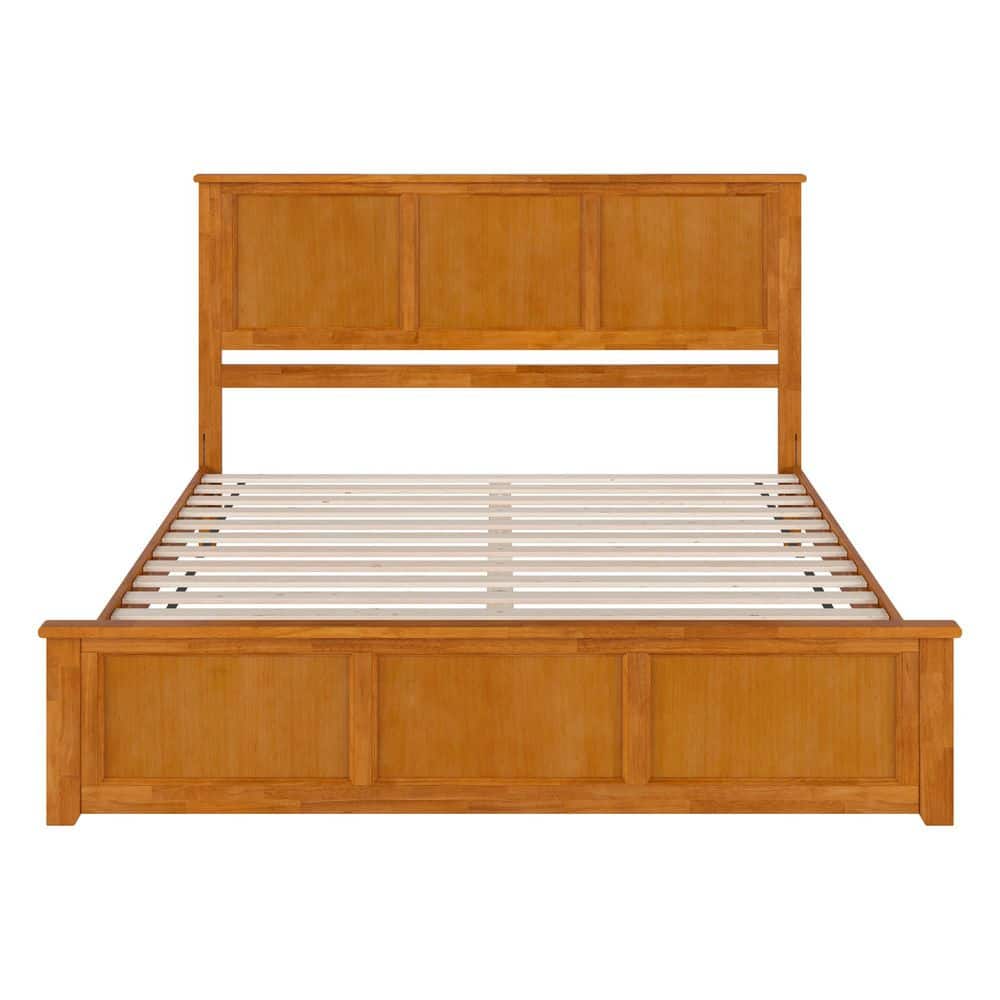 Charlotte King Light Toffee Wood Platform Bed with Headboard