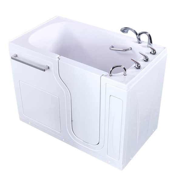 Amluxx Aqua 52 in. Acrylic Walk-In Soaking Bathtub in White with Right Door, Fast Fill 3/4 in. Faucet, 2 in. Right Drain