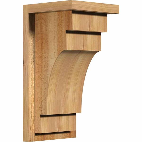 Ekena Millwork 8 in. x 8 in. x 16 in. Western Red Cedar Mediterranean Rough Sawn Corbel with Backplate