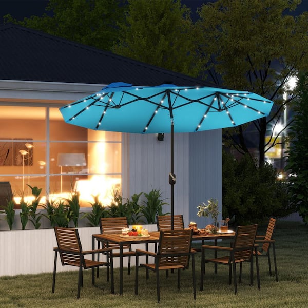 Outsunny 9.7 ft. Double Sided Patio Umbrella in Light Blue