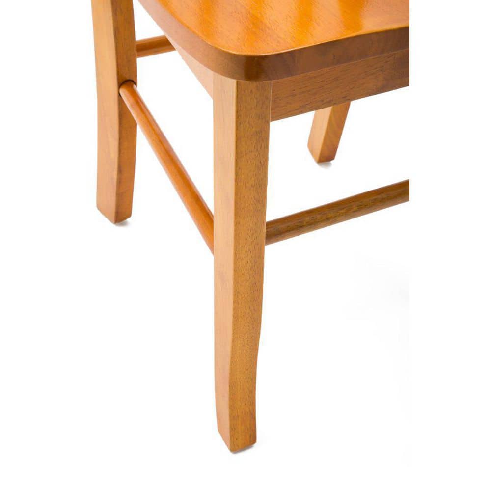 Oak High Back Slat Wood Dining Chairs, Set of 2