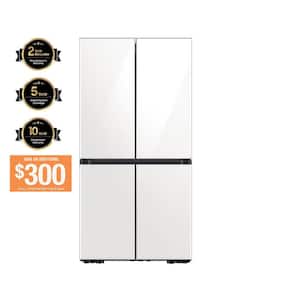 Bespoke 23 cu. ft. 4-Door Flex French Door Smart Refrigerator with Beverage Center in White Glass, Counter Depth