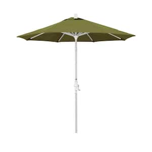 7.5 ft. Matted White Aluminum Market Patio Umbrella Collar Tilt Crank Lift in Palm Pacifica