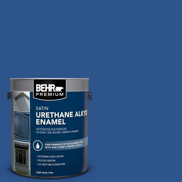 BEHR PREMIUM 1 gal. #P520-7 Flashy Sapphire Urethane Alkyd Satin Enamel Interior/Exterior Paint