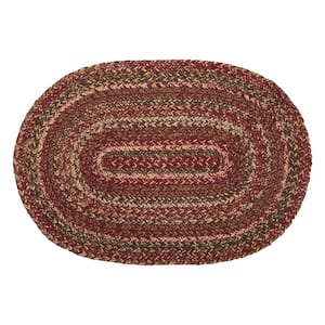 Cider Mill 12 in. W x 18 in. L Burgundy Tan Green Jute Oval Placemat Set of 6
