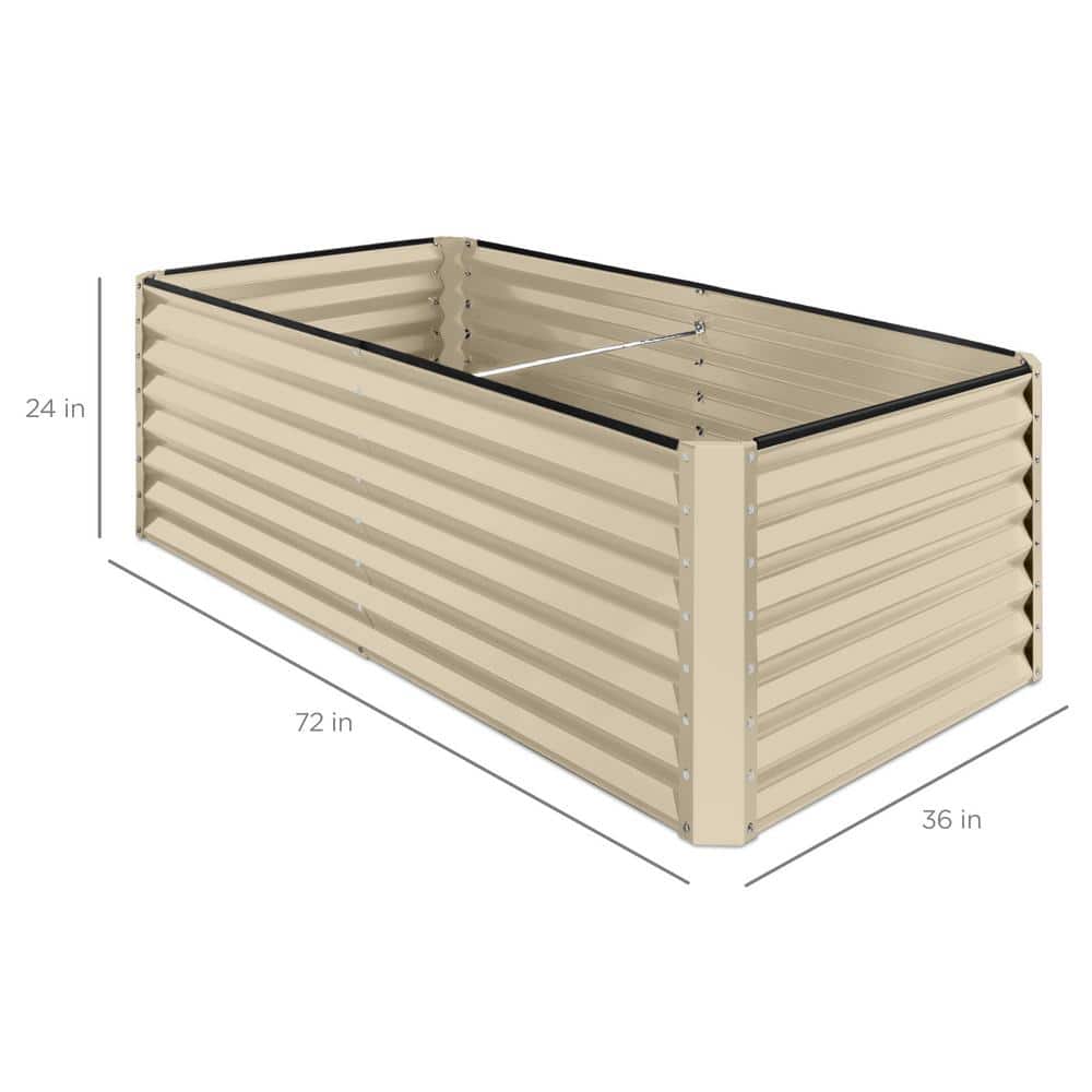 Beige 6x3x2ft Powder-Coated Steel Outdoor Raised Garden Bed