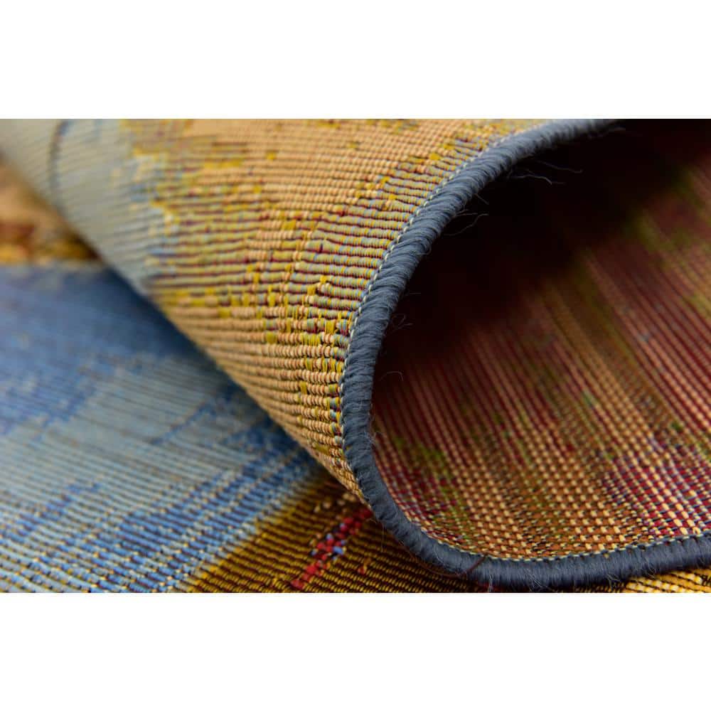 Colorful Easy-Care Synthetic 6' Square Outdoor Rug