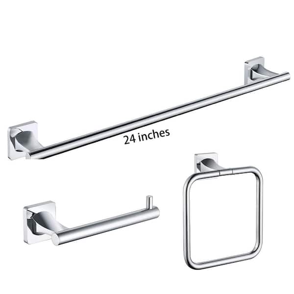 3-Piece Bath Hardware Set with Mounting Hardware in Polished Chrome