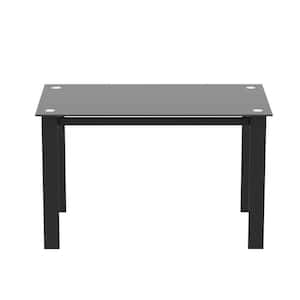 47.3 in. Rectangle Black Glass Top with Metal Frame (Seat 4)