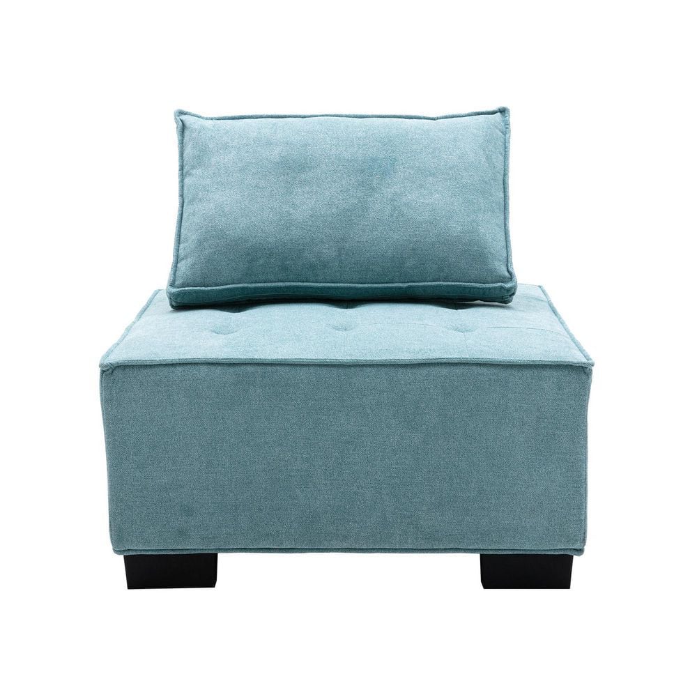 ATHMILE Mint Green Fabric Ottoman with Rubber Wood Leg GZ-B2W20222329 ...