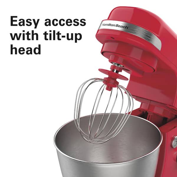 Hamilton Beach 4 Quart 7-Speed Red Stand Mixer with Tilt Head