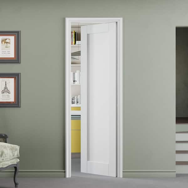 24 in. W. x 80 in. White Primed MDF Blank Solid Core Door Slab for Pocket Door, Standard Door without Pocket Door Frame