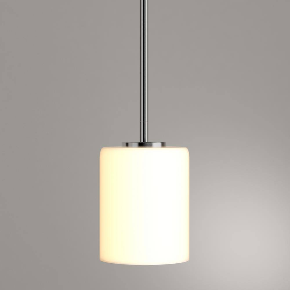Polished Nickel Mini Pendant Light with Etched Glass Shade