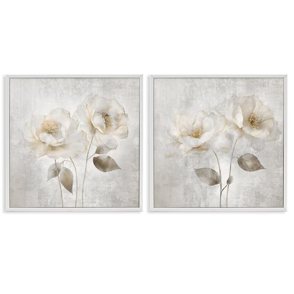 Soft Chic Roses by Irene Weisz 2-Piece White Framed Nature Giclee Art Print 12 in. x 12 in.