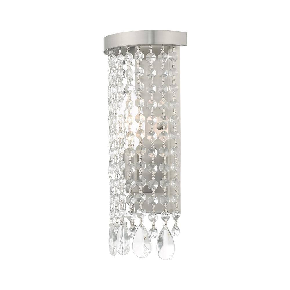 Brushed Nickel Crystal Shade 1-Light Wall Sconce