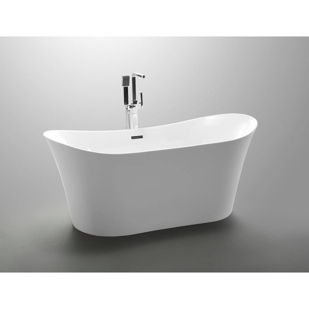 67'' White Freestanding Acrylic Soaking Bathtub